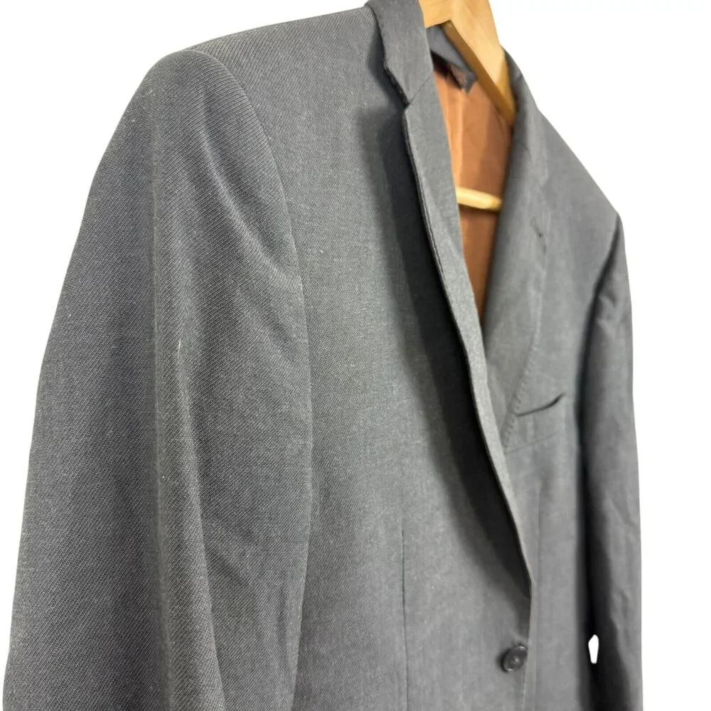 Joseph Jos A Bank Mens Slim Fit Gray Twill Cotton & Wool Suit Jacket Blazer 38 R